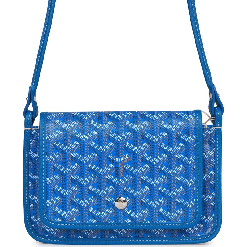 Goyard Plumet Pocket Wallet Sky Blue Goyardine Palladium Hardware
