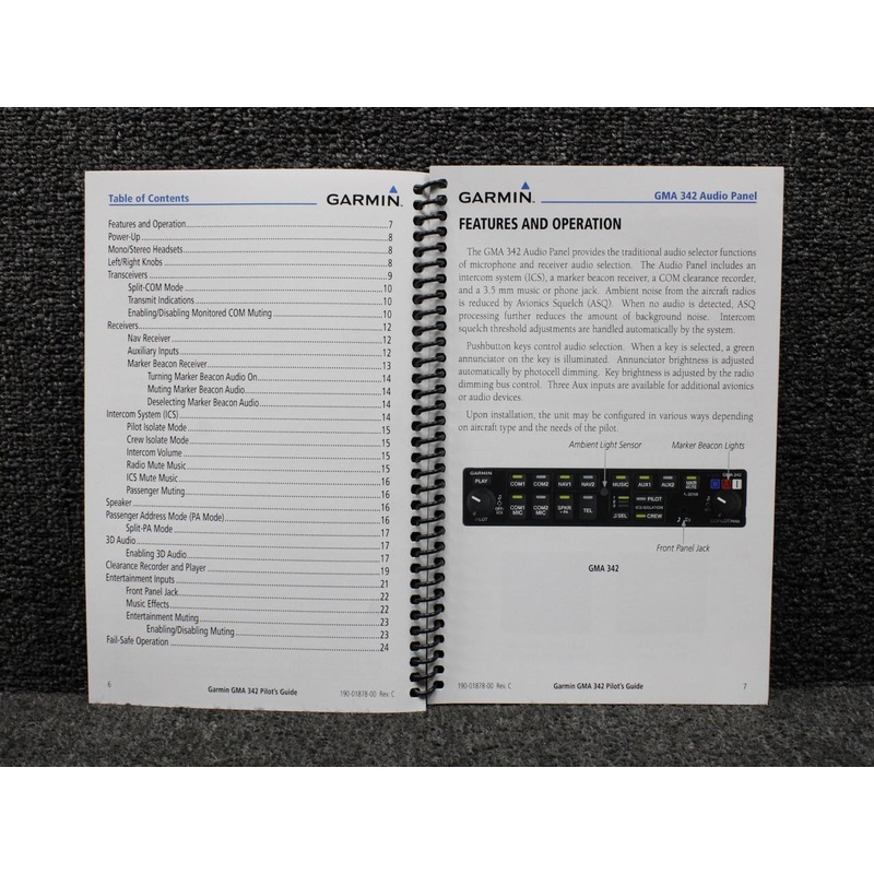 190-01878-00 Garmin GMA-342 Pilots Guide Revision C (2016-2018)