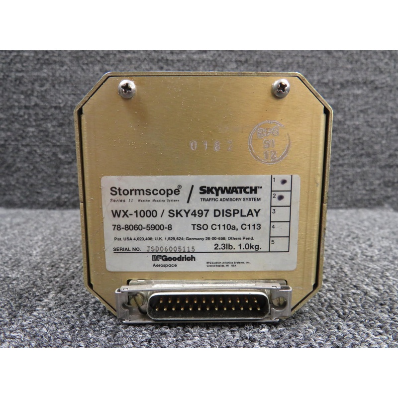 78-8060-5900-8 BF Goodrich WX-1000 Stormscope Display with Mods (Black)