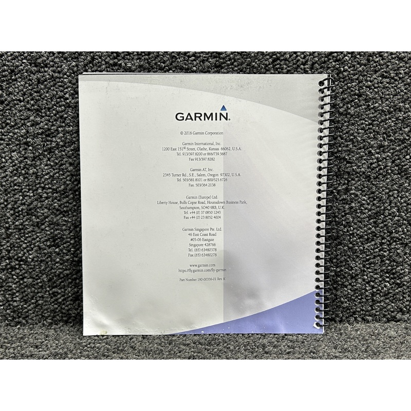 190-00356-01 Garmin 400W Series Quick Reference Booklet (2016)