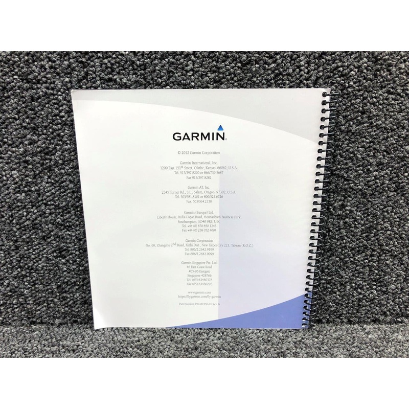 190-00356-01 Rev. G Garmin 400W Series Quick Reference Guide Book