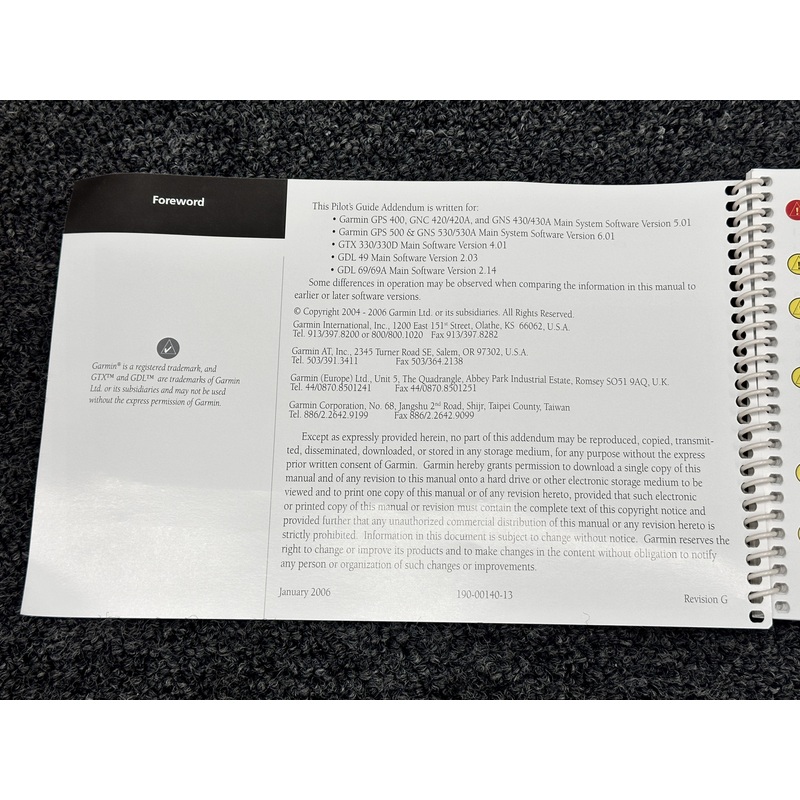 190-00140-13 Garmin 400, 500 Optional Displays Pilots Guide Addendum (Rev G)