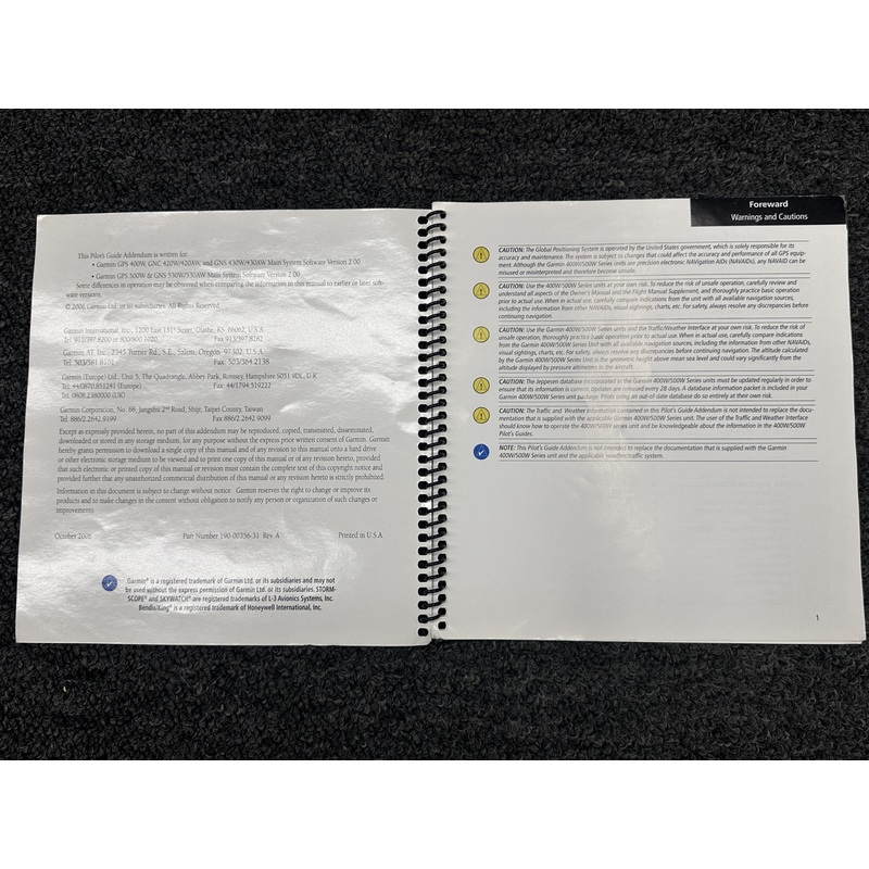 190-00356-31 Garmin GNS 400W, 500W Series Display Interface Pilots Guide