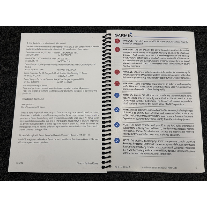 190-01122-03 Garmin GDL 88 ADS-B Transceiver Pilots Guide