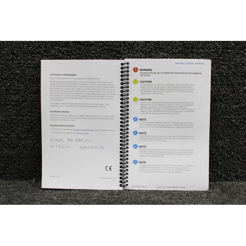 190-01182-01 Garmin GNC 255A, 255B Pilots Guide (Rev C)
