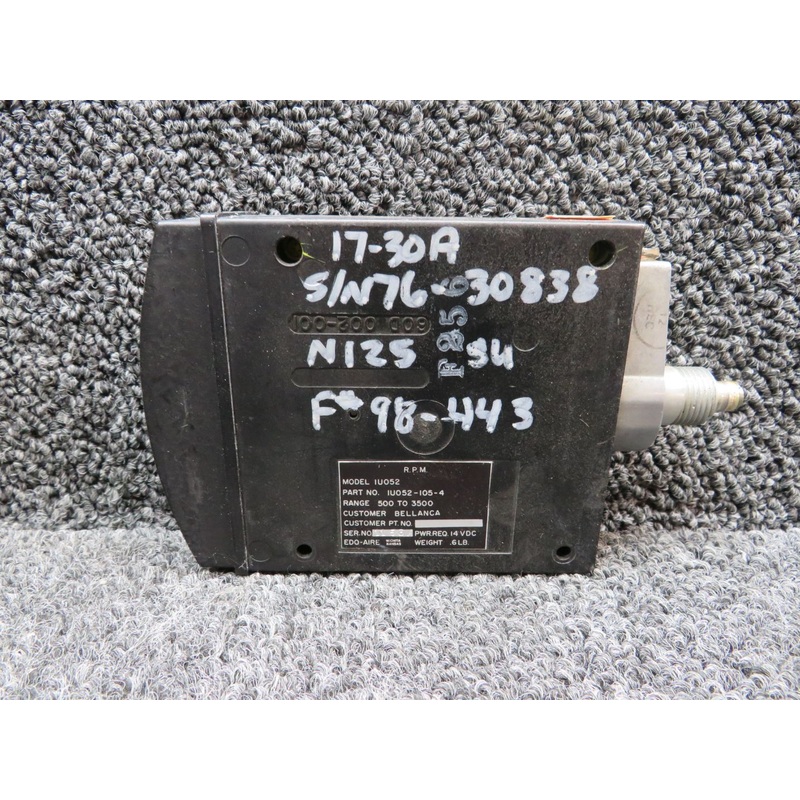1U052-105-4 Edo-Aire 1U052 RPM Indicator w Engine Hours Meter (H: 2068.88)
