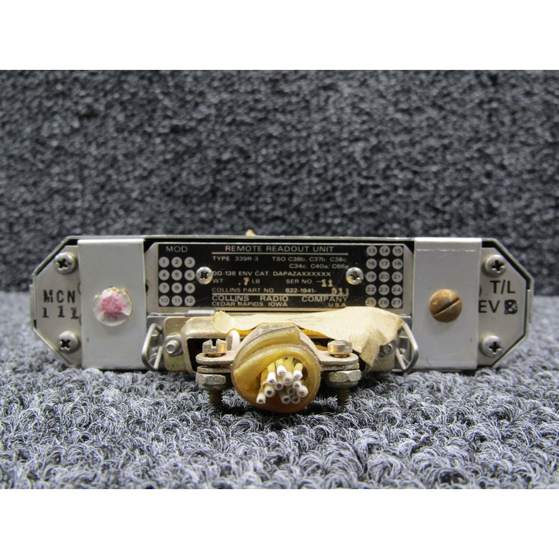 622-1941-011 Collins 339R-3 Remote Readout Unit Com2 and Nav2 Placards