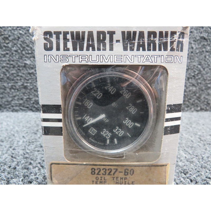 82327-60 Stewart-Warner Oil Temperature Indicator w Probe (New Old Stock)