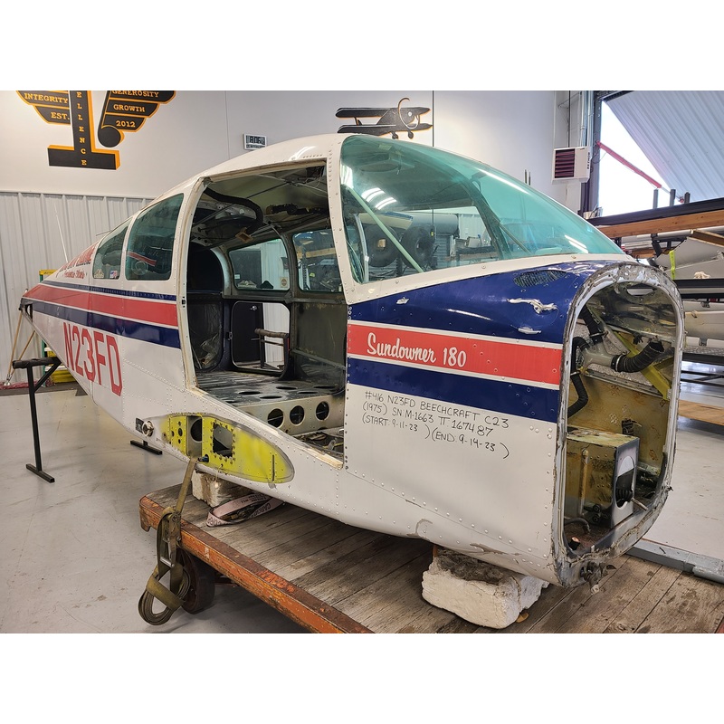 Beechcraft C23 Fuselage w Bill of Sale, Data Tag, Airworthiness, and Logs
