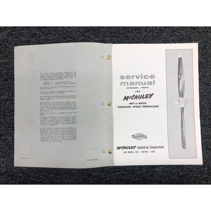 580315 McCauley Met-L-Matic Constant Speed Propeller Service Manual