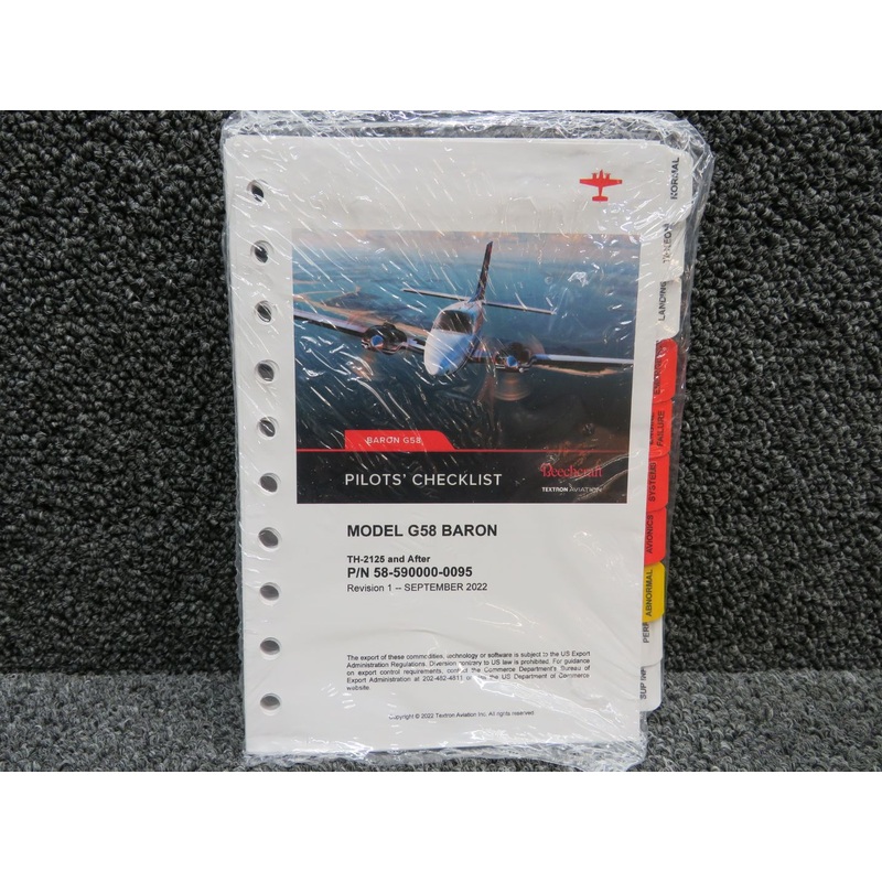 Beechcraft G58 Baron Pilot’s Operating Handbook Kit 2022 (NEW OLD STOCK)