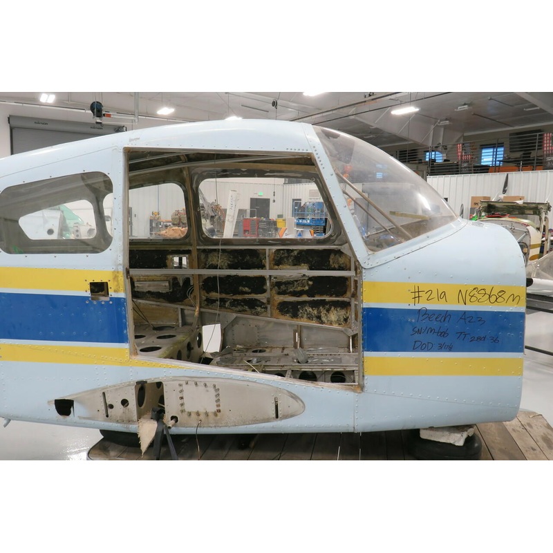 Beech A23 Fuselage w Airworthiness, Bill of Sale, Data Tag, and Logs